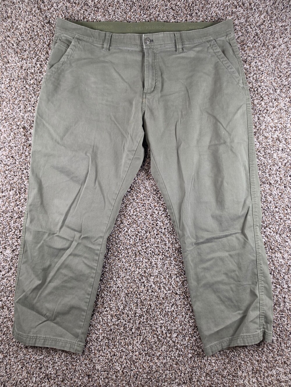 Weatherproof Mens Sz 40x30 Slim Leg Flat Front Cotton Chino Pants Olive Green